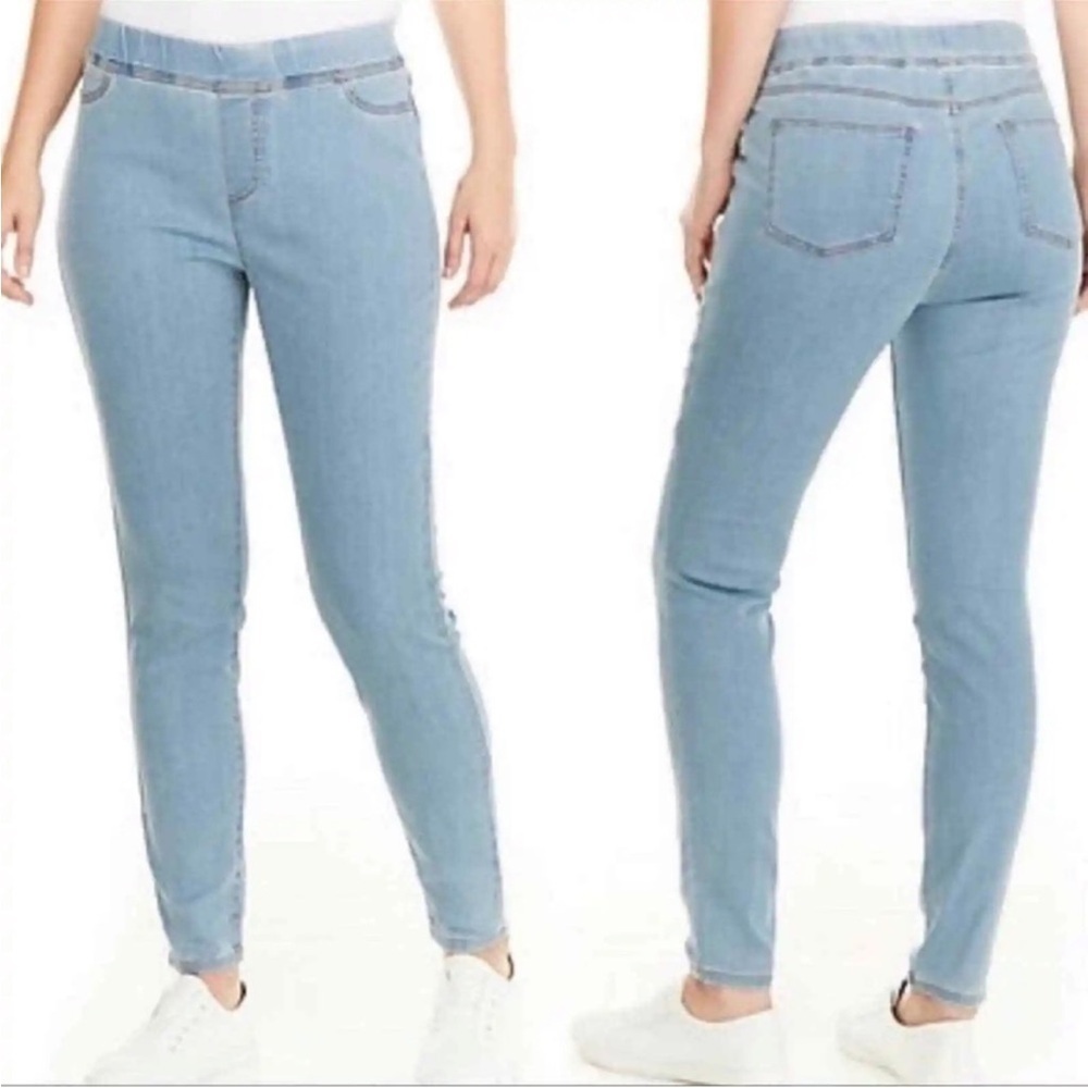Eileen Fisher Women’s Essential Pull On Denim Jeans Skinny Light Blue Wash XS